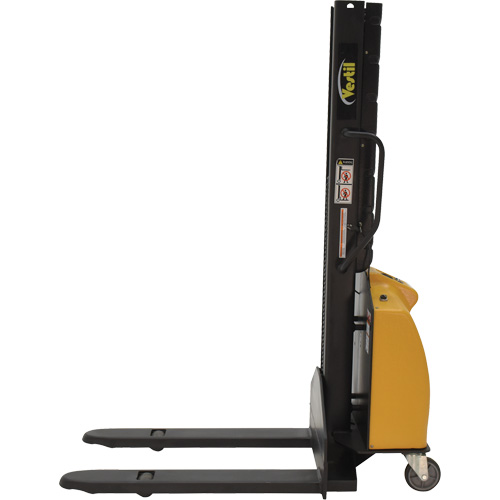 Narrow Mast Powered Lift Stacker, Electric Operated, 1000 lbs. Capacity, 63" Max Lift Equipment World