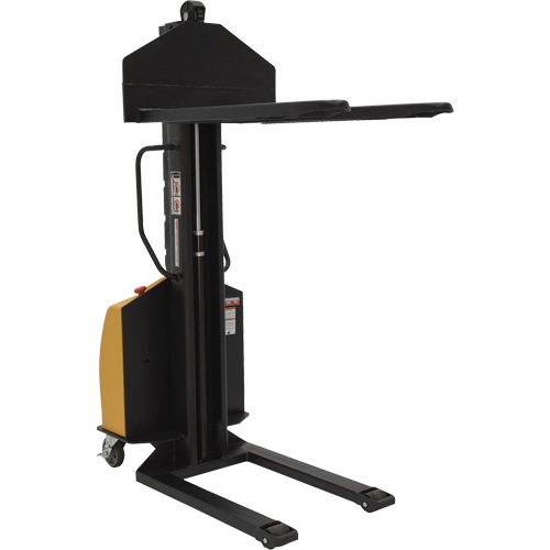 Narrow Mast Powered Lift Stacker, Electric Operated, 1000 lbs. Capacity, 63" Max Lift Equipment World