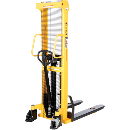 Manual Hydraulic Stacker, Hand Pump Operated, 2000 lbs. Capacity, 63" Max Lift Equipment World