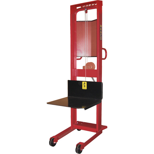 Winch Stacker, Hand Winch Operated, 1000 lbs. Capacity, 70" Max Lift Equipment World