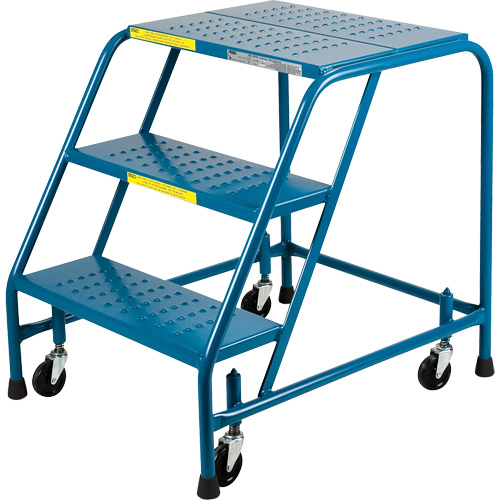 CSA-Certified Rolling Step Ladder, 3 Steps, 22" Step Width, 28" Platform Height, Steel Equipment World