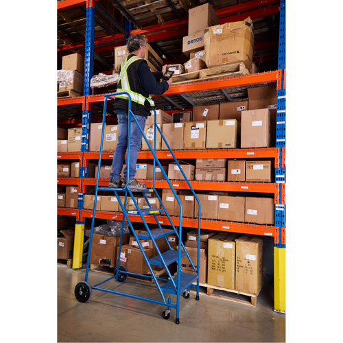 CSA-Certified Rolling Step Ladder, 5 Steps, 22" Step Width, 46" Platform Height, Steel Equipment World