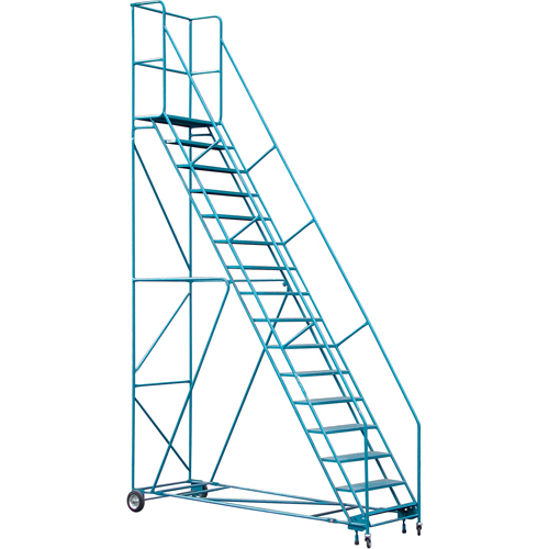 CSA-Certified Rolling Step Ladder with Locking Step, 16 Steps, 30" Step Width, 144" Platform Height, Steel Equipment World
