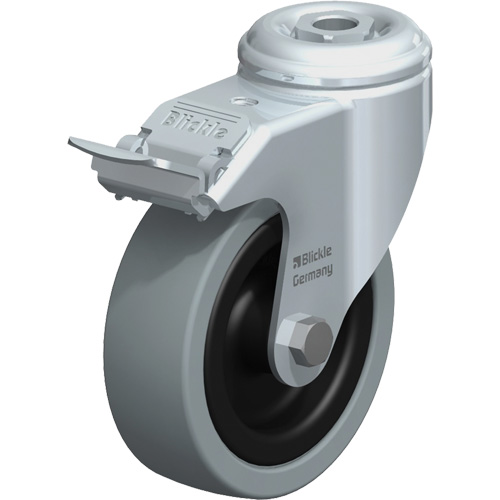 Light-Duty Caster, Swivel with Brake, 4" (101.6 mm), Solid Rubber, 242 lbs. (110 kg.) Equipment World