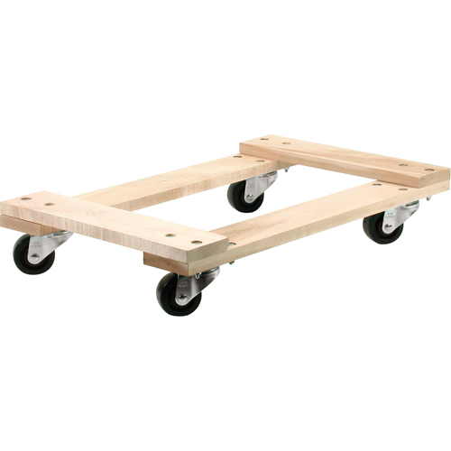 Wood Dollies - Medium-Duty, Polyolefin Wheels, 900 lbs. Capacity, 18" W x 30" D x 7" H Equipment World