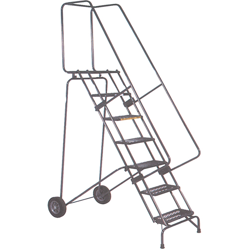 Fold-N-Store Rolling Ladders, 6 Steps, Perforated, 60" High Equipment World