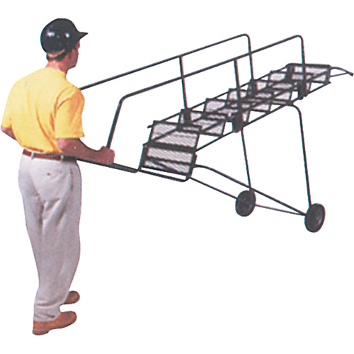 Fold-N-Store Rolling Ladders, 6 Steps, Perforated, 60" High Equipment World