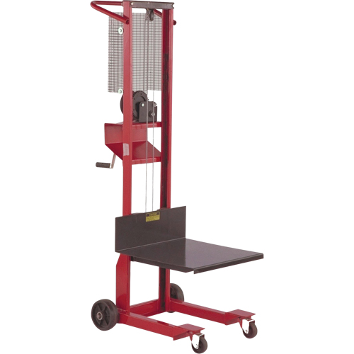 Platform Lift Stacker, Hand Winch Operated, 500 lbs Capacity, 54" Max Lift Equipment World
