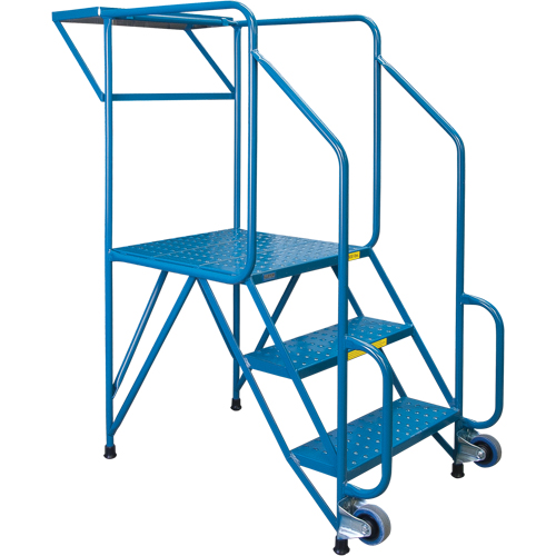 Mechanics/Maintenance Rolling Ladder, Steel, 3 Steps, 28" Platform Height Equipment World