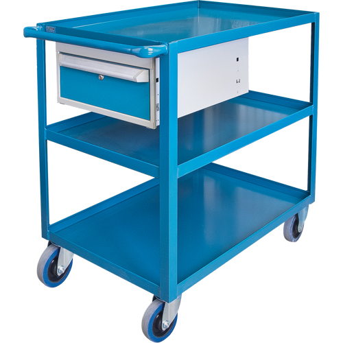 Heavy Duty Shelf Cart with Drawer, 1200 lbs. Capacity, Steel, 24" x W, 36" x H, 36" D, Rubber Wheels, All-Welded, 1 Drawers Equipment World