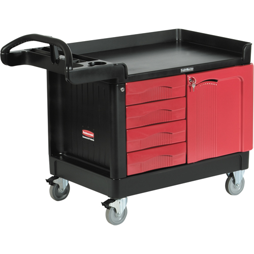 Trademaster Mobile Cabinets & Work Centres, 4 Drawers, 49" L x 26-1/4" W x 38" H, Black Equipment World