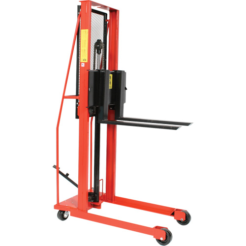 Hydraulic Fork Lift Stacker, Foot Pump Operated, 1000 lbs. Capacity, 76" Max Lift Equipment World