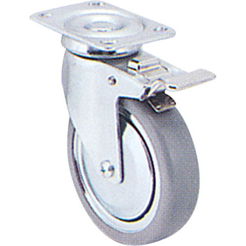 Roulette zingu&eacute;e, Pivotant avec frein, 3" (76 mm), Polyol&eacute;fine, 180 lb (82 kg) Equipment World