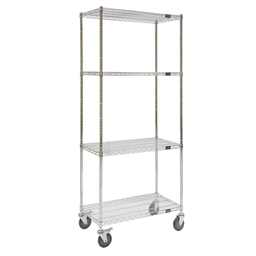 Wire Shelf Cart, Chrome Plated, 36" x 80" x 24", 800 lbs. Capacity Equipment World