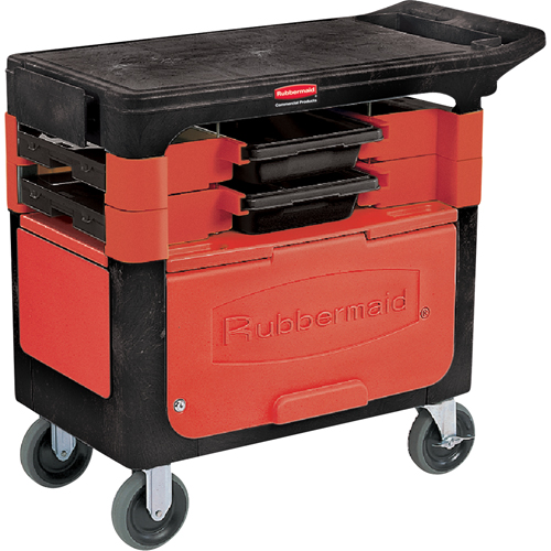 Trades Carts With Lockable Cabinet, 2 Drawers, 38" L x 19-1/4" W x 33-3/8" H, Black Equipment World