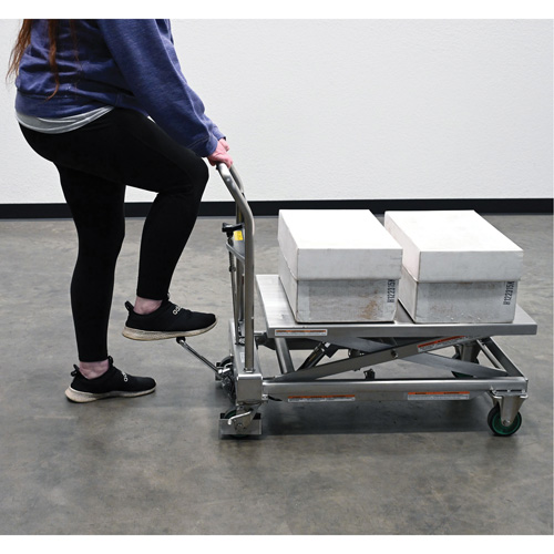 Table &eacute;l&eacute;vatrice hydraulique &agrave; ciseaux, 31-1/2" lo x 19-1/2" la, Acier inoxydable, Capacit&eacute; 550 lb Equipment World