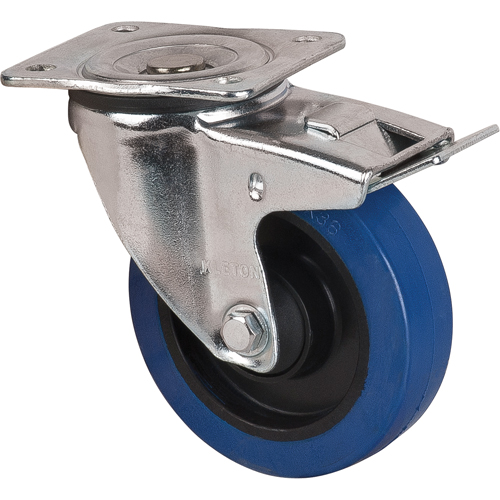 Blue Caster, Swivel with Brake, 5" (127 mm), Rubber, 400 lbs. (181 kg.) Equipment World