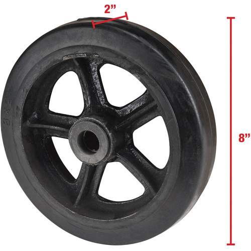 Mold-On Rubber Wheel, 8" (203 mm) Dia. x 2" (51 mm) W, 400 lbs. (181 kg.) Capacity Equipment World