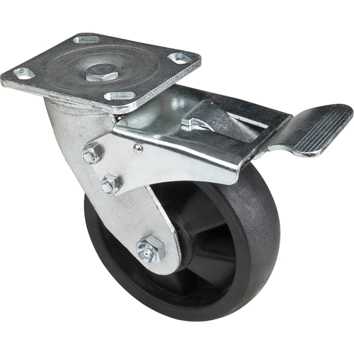 Hi-Temp Caster, Swivel with Brake, 6" (152.4 mm), Nylon, 880 lbs. (399 kg.) Equipment World