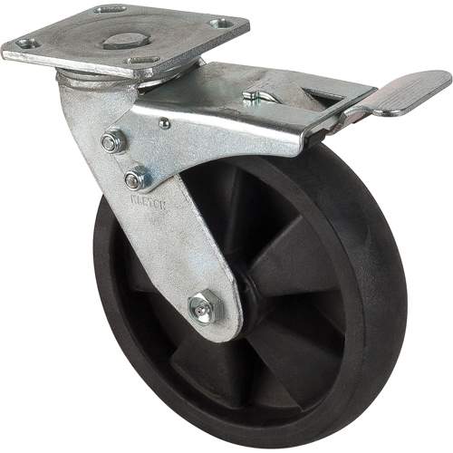 Hi-Temp Caster, Swivel with Brake, 8" (203.2 mm), Nylon, 1000 lbs. (453 kg.) Equipment World