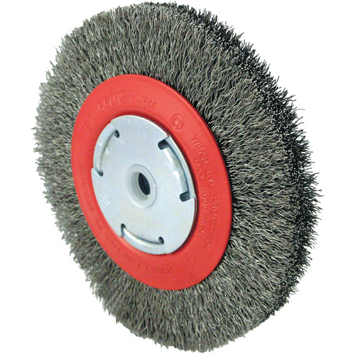 101F-2M Crimped Wire Brush, 6" Dia., 0.014" Fill, 1/2" - 2" Arbor Equipment World