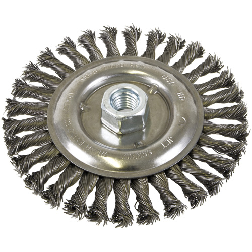 Standard Face Knot Wire Wheel Threaded, 6" Dia., 0.022" Fill, 5/8"-11 Arbor, Steel Equipment World