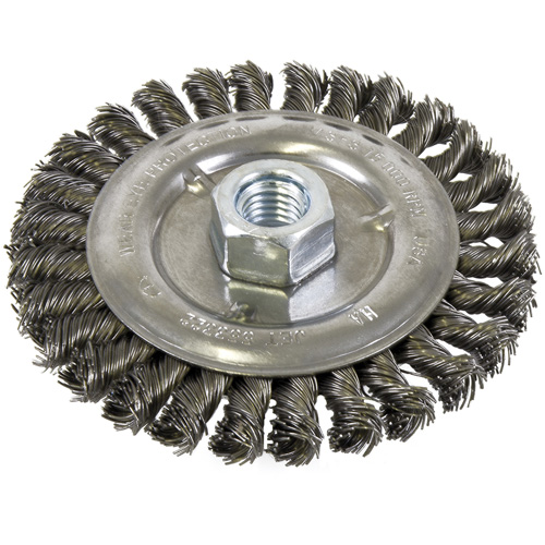 Standard Face Knot Wire Wheel Threaded, 5" Dia., 0.022" Fill, 5/8"-11 Arbor, Steel Equipment World