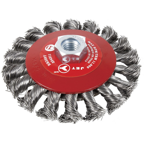 BK520T Knot-Twisted Conical Bevel Brush, 5" Dia., 5/8-11 Arbor Equipment World