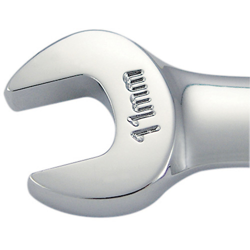 Non-Reversible Long Pattern Ratcheting Combination Wrench, 11 mm, Chrome Finish Equipment World