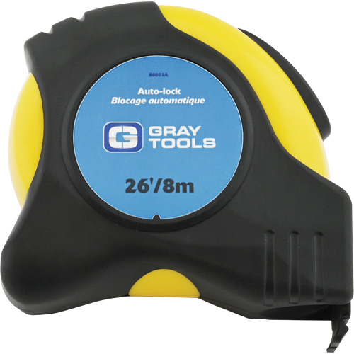 Auto-Lock Tape Measure, 1" x 26/8 m, Imperial & Metric Graduations Equipment World
