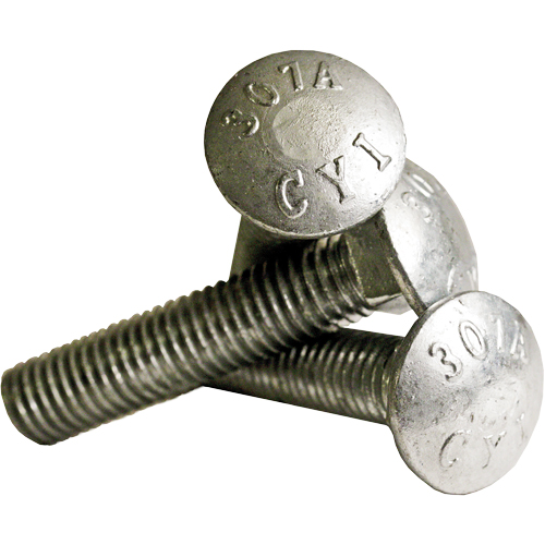 Carriage Bolt Full thread, 5/16" x 2-1/2" L, Galvanized, Coarse Equipment World