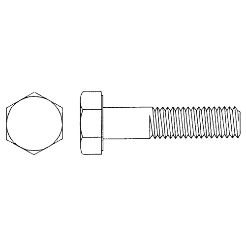Hex Head Cap Screw, 1/2"-13 Dia., 1" L, Plain, Coarse, Grade 5 Equipment World