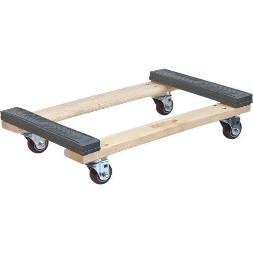 Rubber Ends Hardwood Dolly, Wood Frame, 18" W x 24" D x 7" H, 900 lbs. Capacity Equipment World