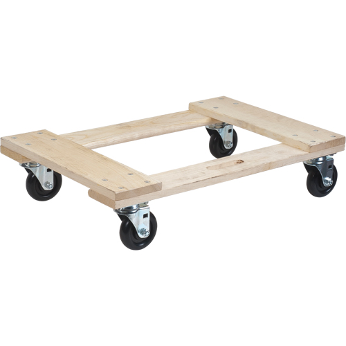 Hardwood Dolly, Polyolefin Wheels, 1000 lbs. Capacity, 18" W x 30" D x 7" H Equipment World