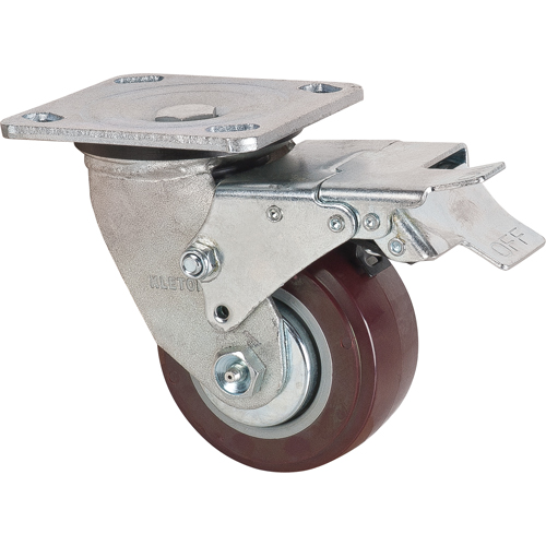 Roulette, Pivotant avec frein, 4" (101,6 mm), Polyur&eacute;thane,  Equipment World