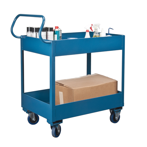 Deep Lipped Service Cart, 2 Tiers, 24" W x 47" H x 36" D, 1200 lbs. Capacity Equipment World