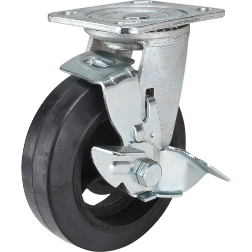 Mold-on Caster, Swivel with Brake, 6" (152.4 mm), Rubber, 550 lbs. (249 kg.) Equipment World