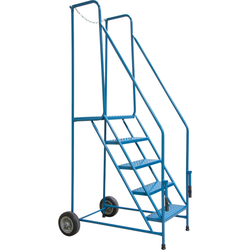 Trailer Access Rolling Ladder with Rails, 4 Steps, 22" Step Width, 37" Platform Height, Steel Equipment World