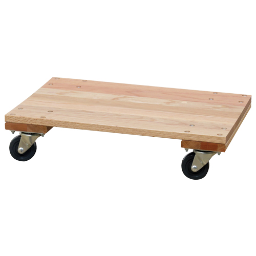 Solid Platform Wood Dolly, Rubber Wheels, 900 lbs. Capacity, 16" W x 24" D x 6" H Equipment World