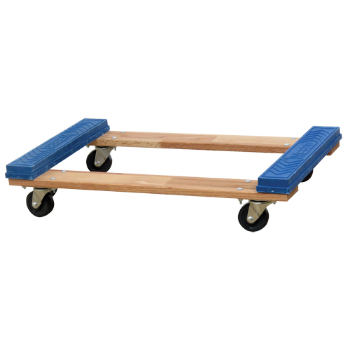 Open Deck Rubber Ends Dolly, Wood Frame, 18" W x 30" D x 6" H, 900 lbs. Capacity Equipment World