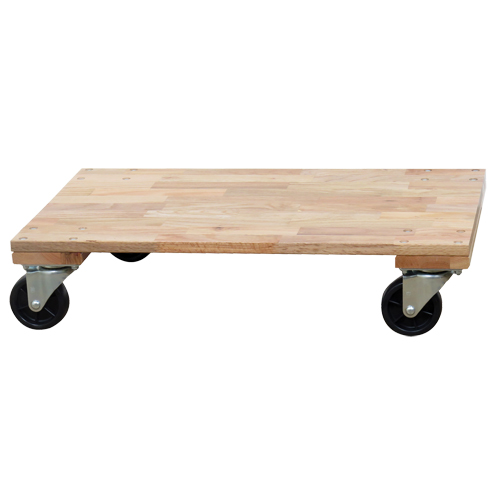 Solid Platform Wood Dolly, Rubber Wheels, 1200 lbs. Capacity, 24" W x 36" D x 7" H Equipment World
