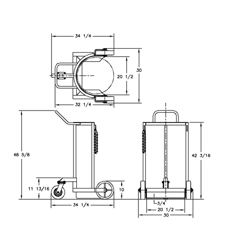 Large Liquid Gas Cylinder Truck LCC, Polyurethane Wheels, 20" W x 20" D Base, 1000 lbs. Equipment World