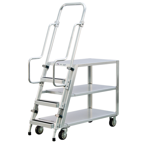 Chariot de pr&eacute;paration en aluminium avec &eacute;chelle, Aluminium, 22" la x 51-1/2" p, 3 tablettes, Capacit&eacute; 800 lb Equipment World