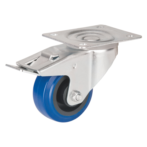 Blue Caster, Swivel with Brake, 3" (76 mm), Rubber, 285 lbs. (129 kg.) Equipment World