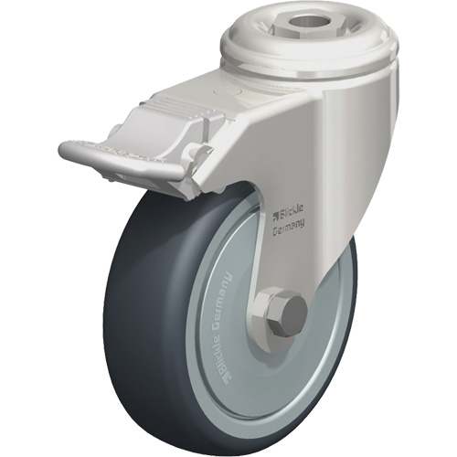 Stainless Steel Thermoplastic Elastomer Caster, Swivel with Brake, 4" (102 mm) Dia., 240 lbs. (108 kg.) Capacity Equipment World
