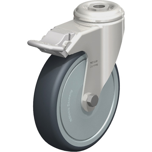Stainless Steel Thermoplastic Elastomer Caster, Swivel with Brake, 5" (127 mm) Dia., 265 lbs. (120 kg.) Capacity Equipment World