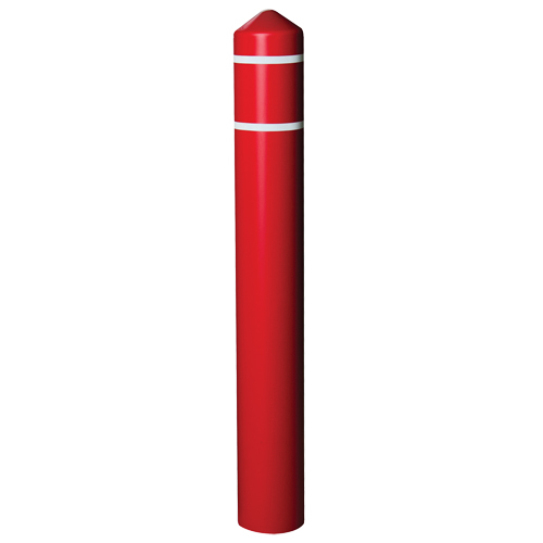 Smooth Bollard Cover With Reflective Stripes, 8" Dia. x 56" L, Red Equipment World