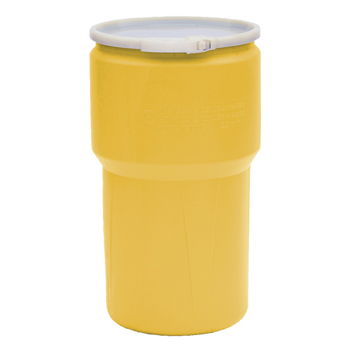 Nestable Polyethylene Drum, 14 US gal (11.7 imp. gal.), Open Top, Yellow Equipment World