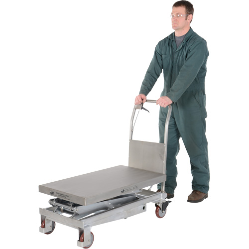 Manual Hydraulic Scissor Lift Table, 35-1/2" L x 20" W, Partial Stainless Steel, 800 lbs. Capacity Equipment World