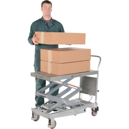Manual Hydraulic Scissor Lift Table, 35-1/2" L x 20" W, Partial Stainless Steel, 800 lbs. Capacity Equipment World
